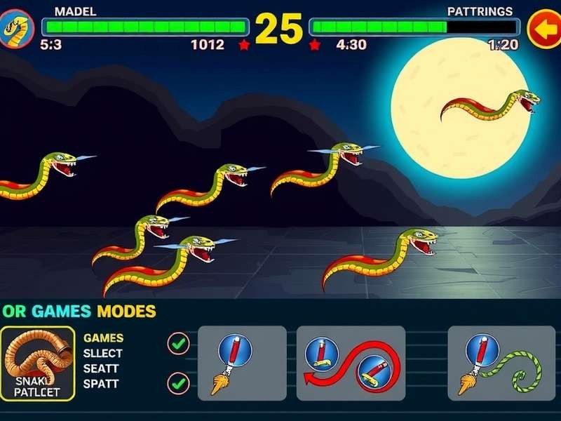 Snake Fighter gameplay screenshot showing multiple snakes in combat