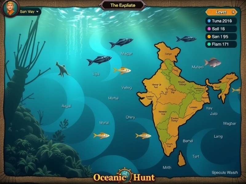Oceanic Treasure Hunt gameplay screenshot showing underwater exploration
