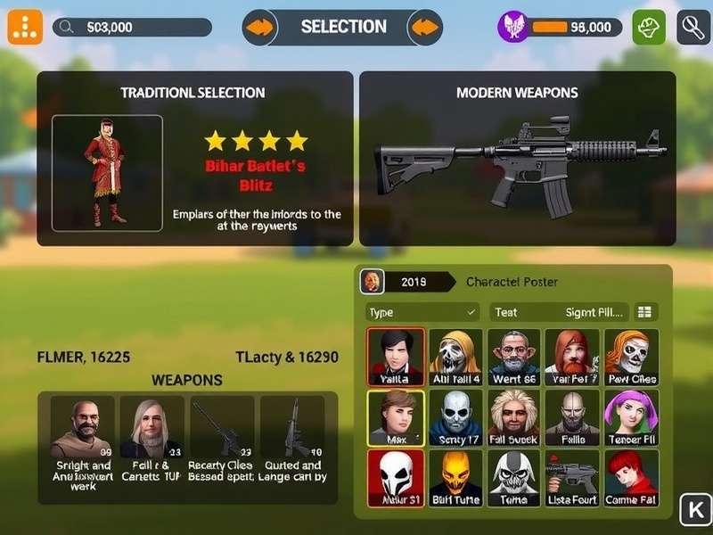 Bihar Battle Blitz weapon selection screen showing traditional and modern weapons