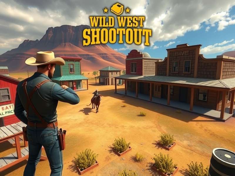Wild West Shootout gameplay screenshot showing character in western town