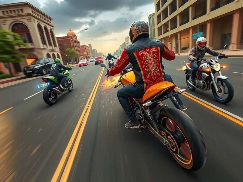Indian Storm Riders gameplay showing motorcycle racing through Indian city streets