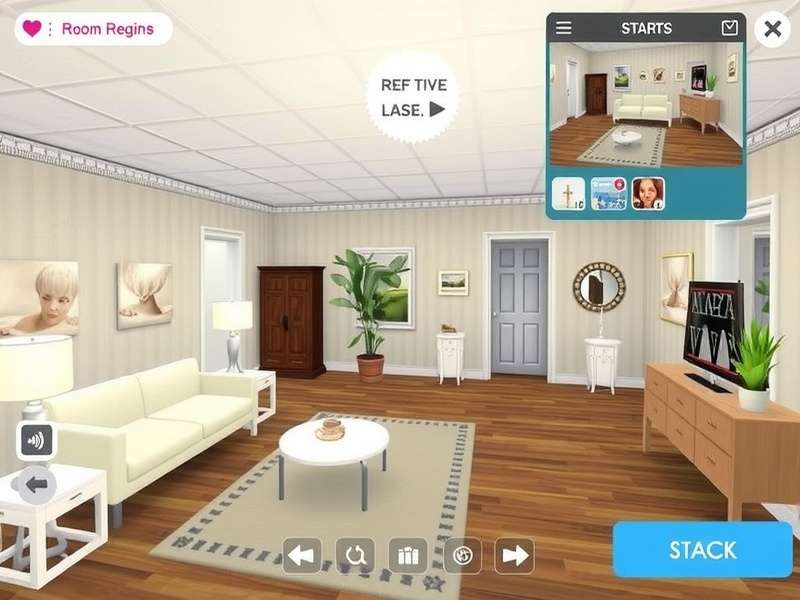 Room Redesign Rally gameplay showing room transformation