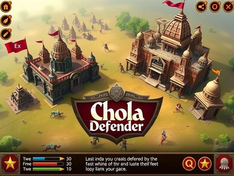 Chola Defender Game Interface showing strategic map and troop movements