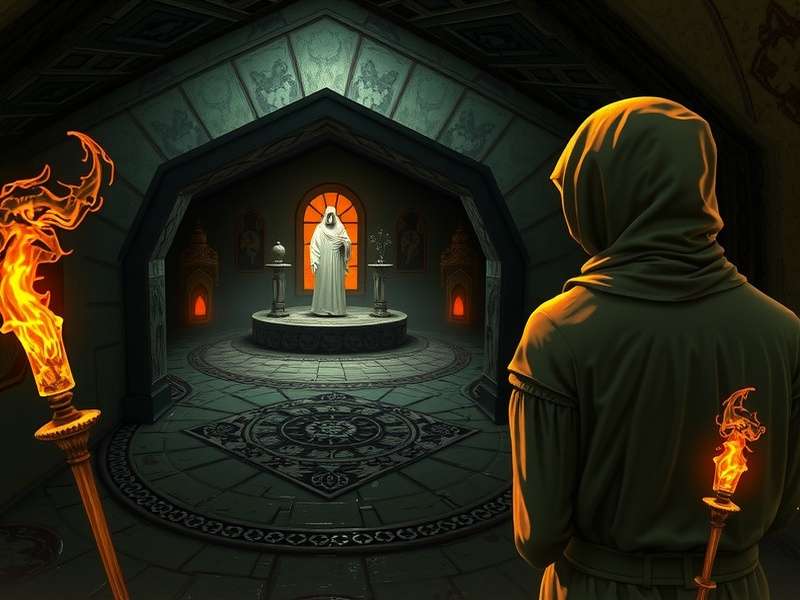Monastery Ghost Expedition gameplay screenshot showing haunted monastery exploration
