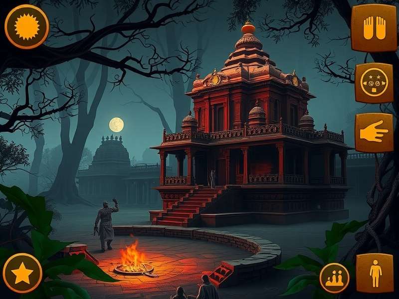 Bhootiya Jungle puzzle solving scene with ancient Indian temple