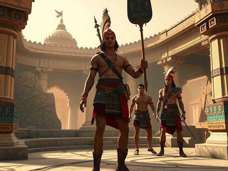 Ancient Odyssey Chieftain gameplay screenshot showing character in ancient Indian environment