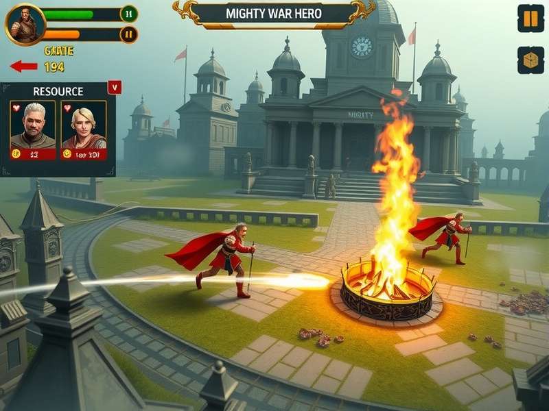 Mighty War Hero gameplay screenshot showing battle scene