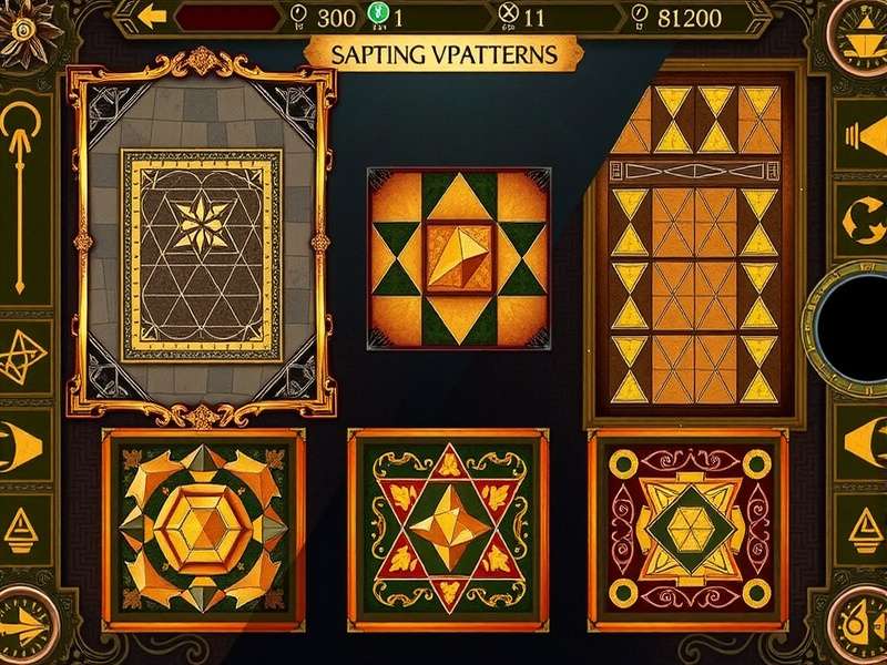 Triangular Mysteries Unveiled gameplay screenshot showing intricate puzzle patterns