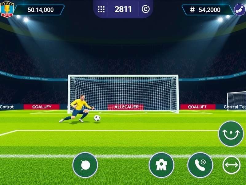 Pro Goalkeeper Wizard gameplay screenshot showing goalkeeper in action