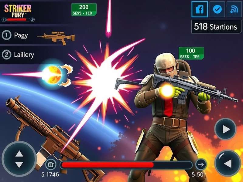 Striker Fury gameplay screenshot showing intense combat action