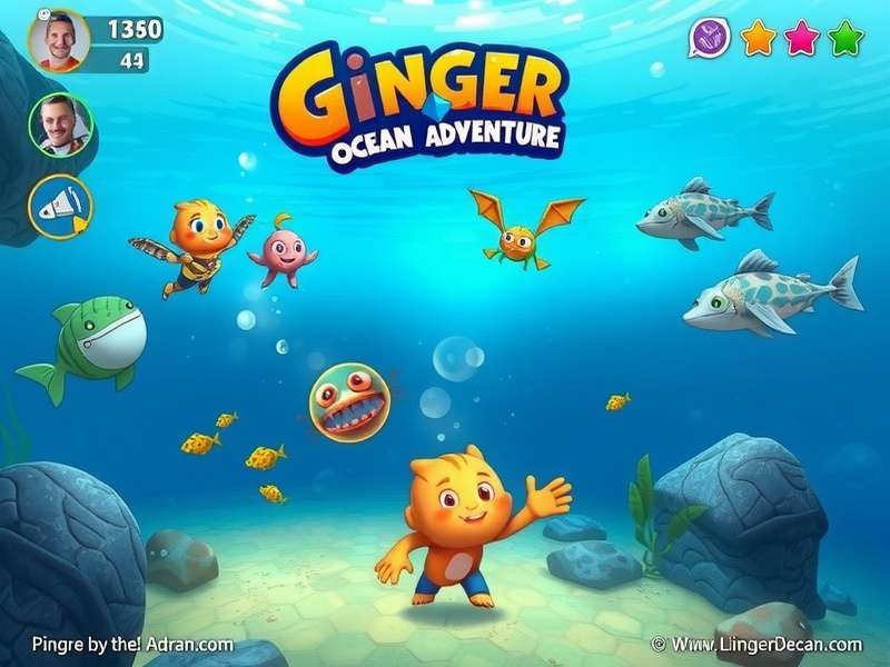 Ginger Ocean Adventure gameplay screenshot showing underwater exploration