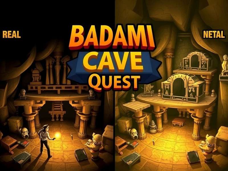 Comparison between real Badami caves and game recreation