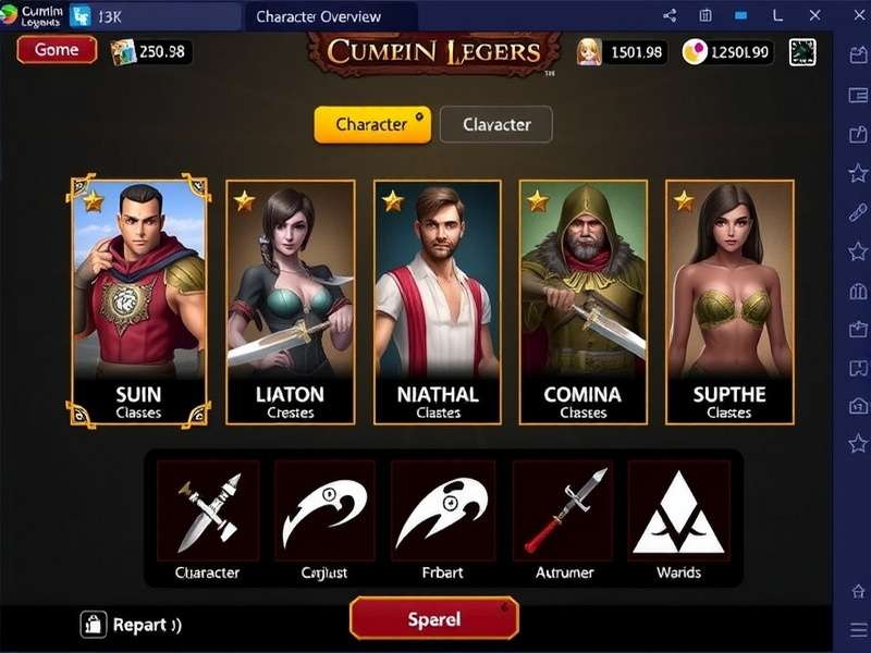 Cumin Warrior Legends Game Overview - Character Selection Screen