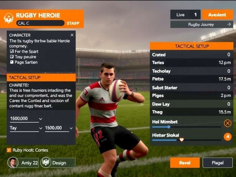 Rugby Heroic Journey character customization screen