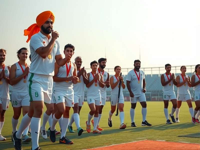 Indian hockey team receiving Olympic gold medal