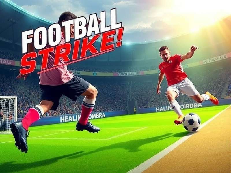 Football Strike control tutorial showing swipe mechanics