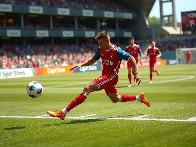 A football striker shooting the ball towards goal during a match