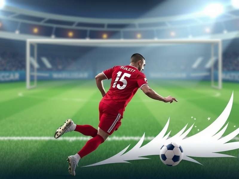 Close-up of a mobile phone displaying a tense penalty shootout in Football Strike