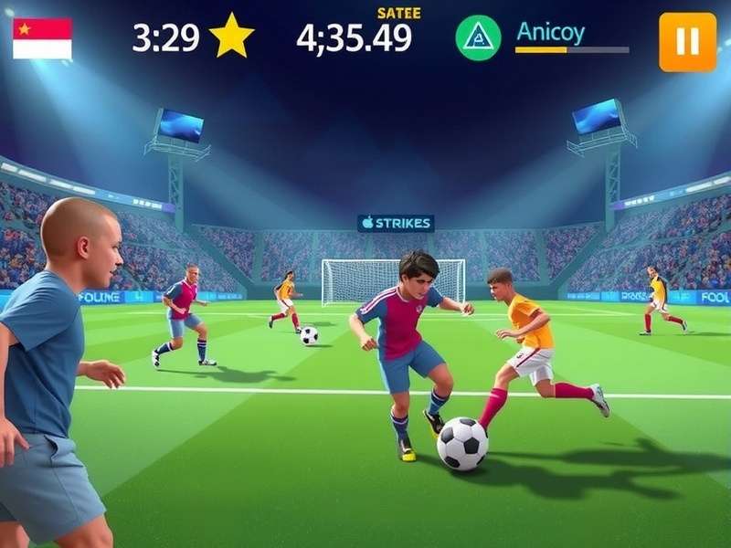 Indian friends playing Football Strike multiplayer on mobile phones