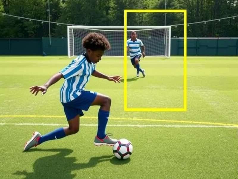 A young Indian footballer practicing shooting drills on a field