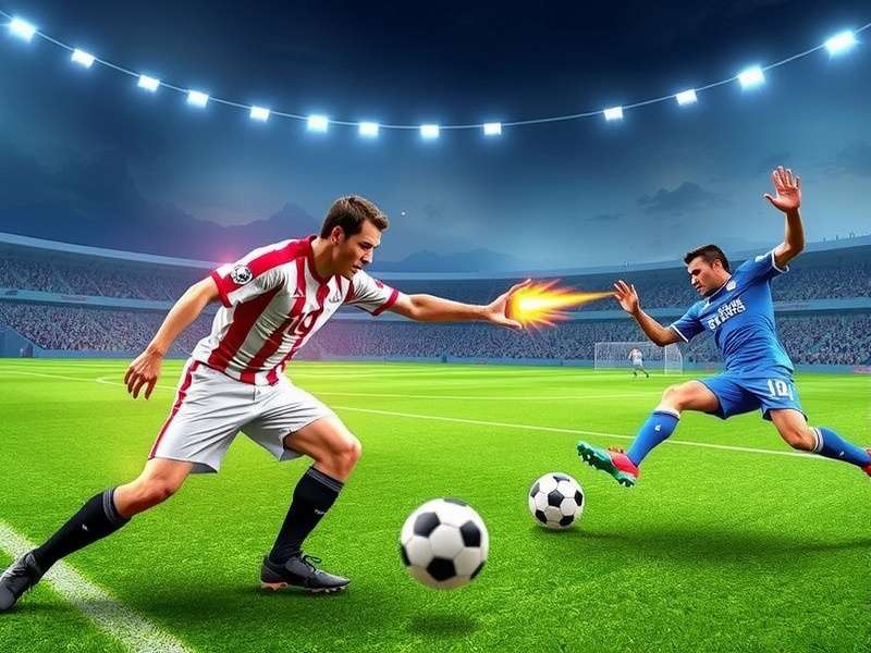 Mobile phone displaying Football Strike gameplay with a free-kick setup