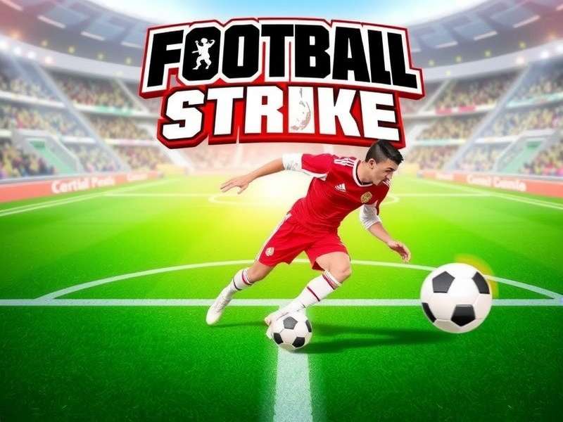 Close-up of a mobile screen showing a free-kick aiming interface in Football Strike