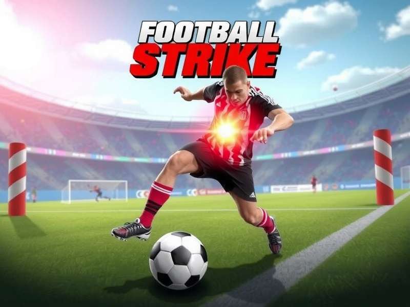 Close-up of a mobile phone showing a Football Strike penalty shootout screen