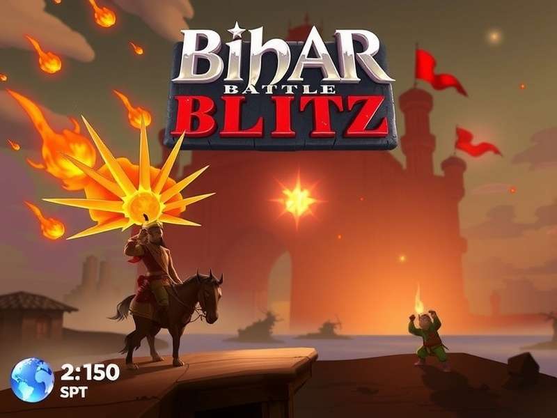 Bihar Battle Blitz football strike tournament action shot with players in intense match