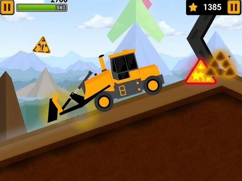 Bulldozer Blast gameplay screenshot showing a bulldozer smashing through a football field obstacle