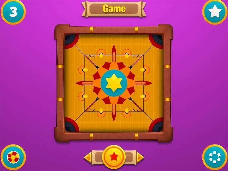 Carrom Turbo Star game board with striker and coins arranged in explosive action shot